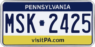 PA license plate MSK2425