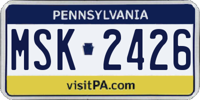 PA license plate MSK2426