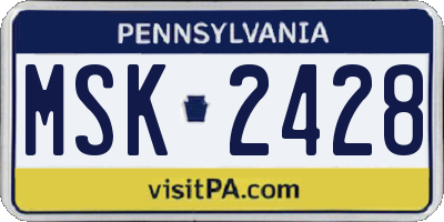 PA license plate MSK2428