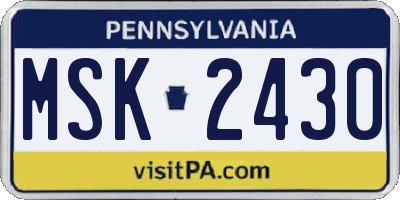 PA license plate MSK2430