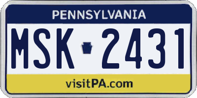 PA license plate MSK2431