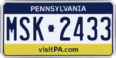 PA license plate MSK2433