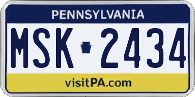 PA license plate MSK2434