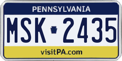 PA license plate MSK2435