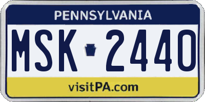 PA license plate MSK2440