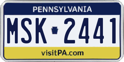PA license plate MSK2441