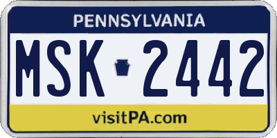 PA license plate MSK2442