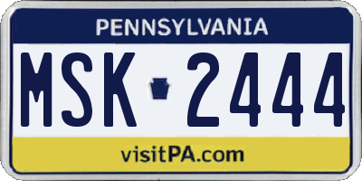 PA license plate MSK2444