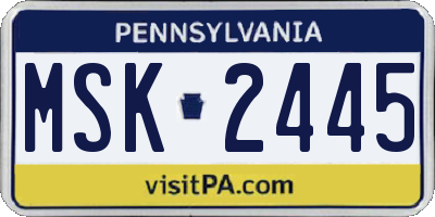 PA license plate MSK2445
