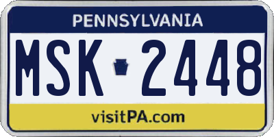 PA license plate MSK2448