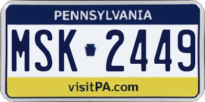 PA license plate MSK2449