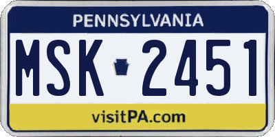 PA license plate MSK2451