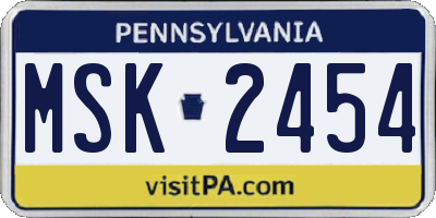 PA license plate MSK2454