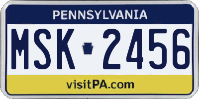 PA license plate MSK2456