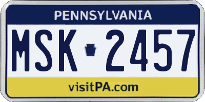 PA license plate MSK2457