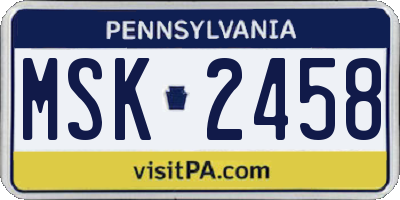 PA license plate MSK2458