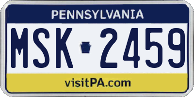 PA license plate MSK2459