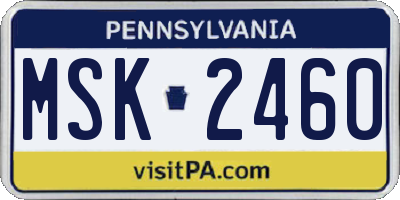 PA license plate MSK2460