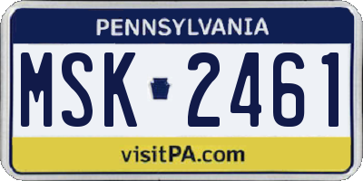PA license plate MSK2461