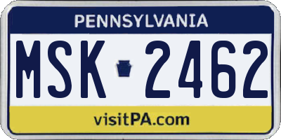 PA license plate MSK2462