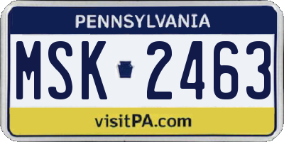 PA license plate MSK2463