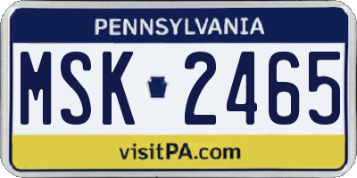 PA license plate MSK2465