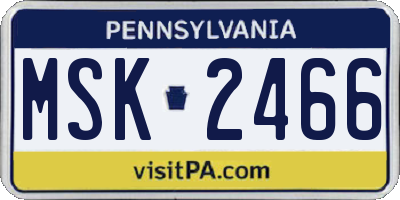 PA license plate MSK2466