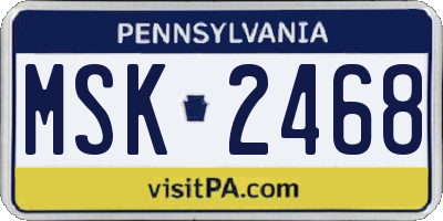PA license plate MSK2468