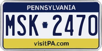 PA license plate MSK2470