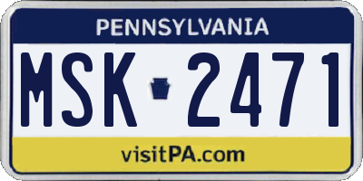 PA license plate MSK2471
