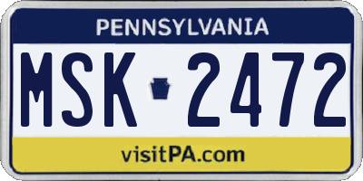 PA license plate MSK2472