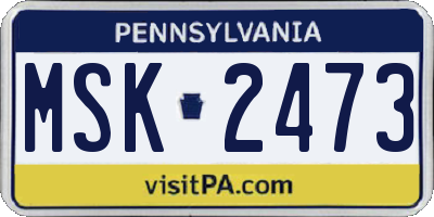 PA license plate MSK2473