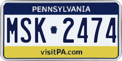PA license plate MSK2474
