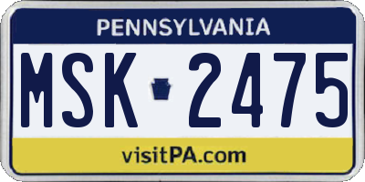 PA license plate MSK2475