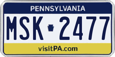 PA license plate MSK2477