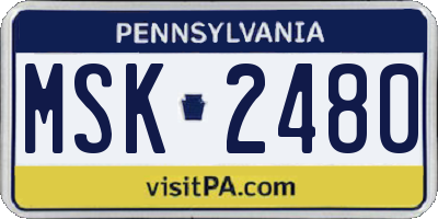 PA license plate MSK2480