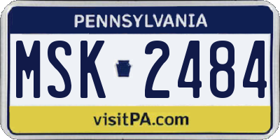 PA license plate MSK2484