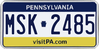 PA license plate MSK2485