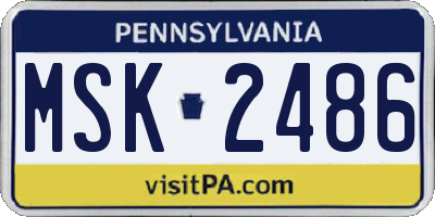 PA license plate MSK2486