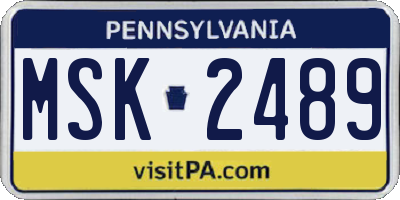 PA license plate MSK2489