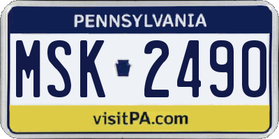 PA license plate MSK2490