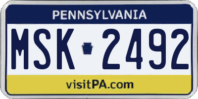 PA license plate MSK2492