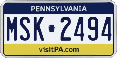PA license plate MSK2494