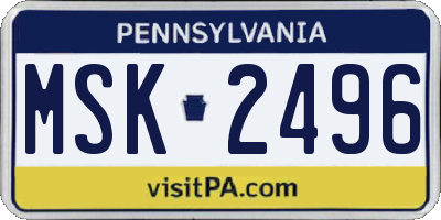 PA license plate MSK2496
