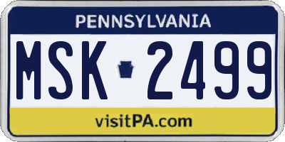PA license plate MSK2499