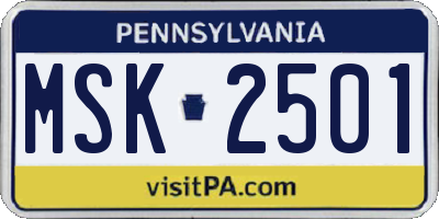 PA license plate MSK2501