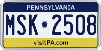 PA license plate MSK2508