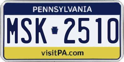 PA license plate MSK2510