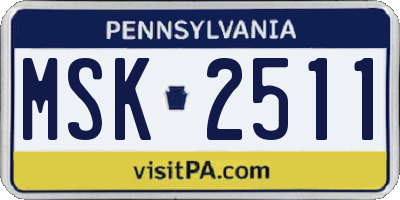 PA license plate MSK2511