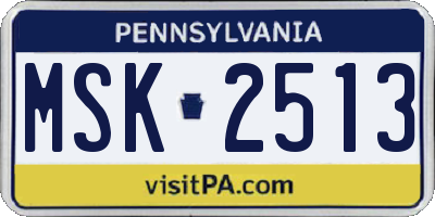 PA license plate MSK2513